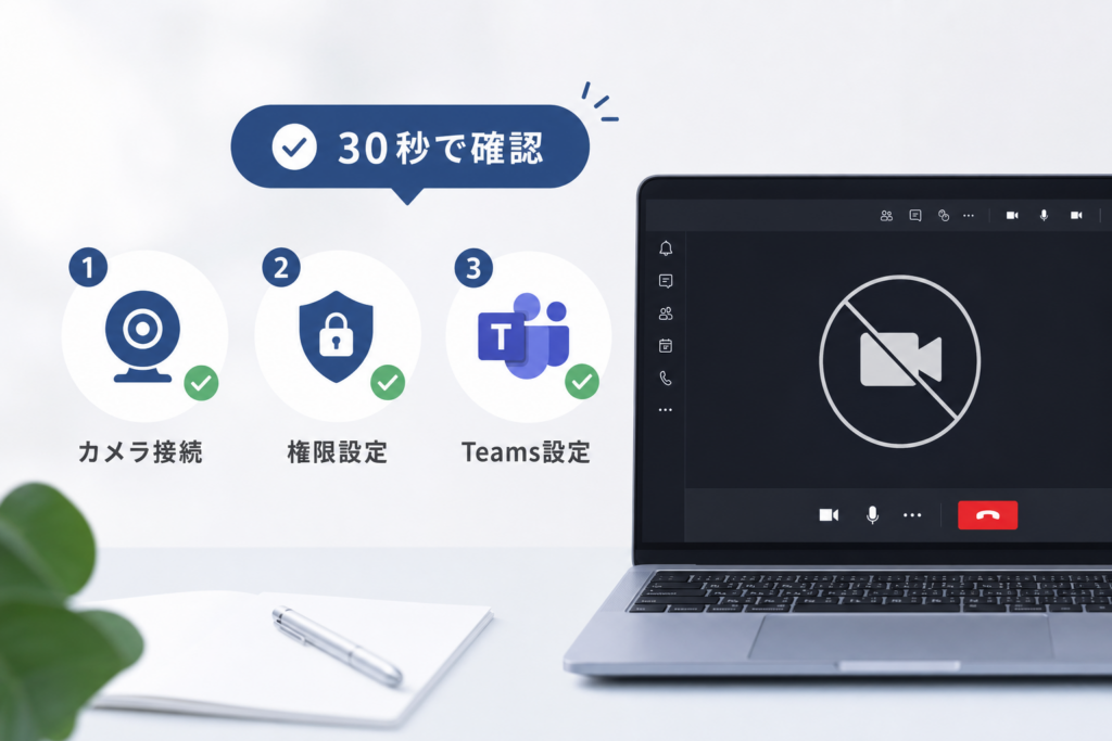 【急ぎの方へ】Teamsでカメラが映らない時の30秒緊急チェック