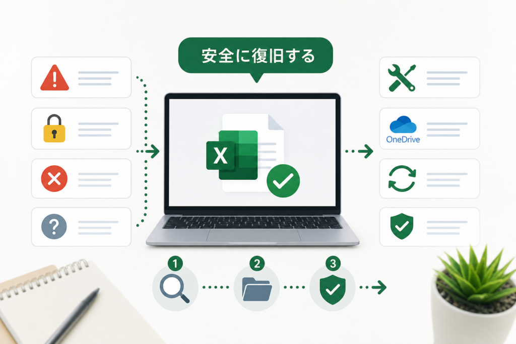 エラーメッセージ別にExcelファイルを安全に復旧する