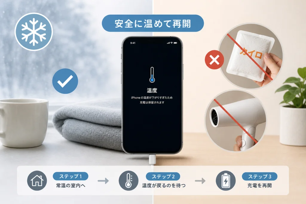 カイロやドライヤーで温めてはいけない？