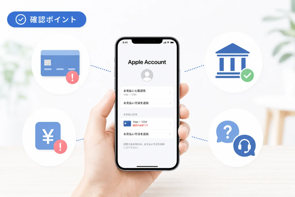 カードが拒否されたとき、Apple側と発行会社側で何を調べる？
