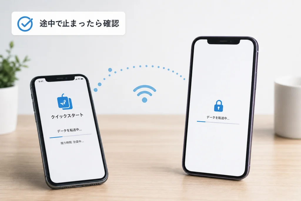 クイックスタートの転送が途中で止まったら？
