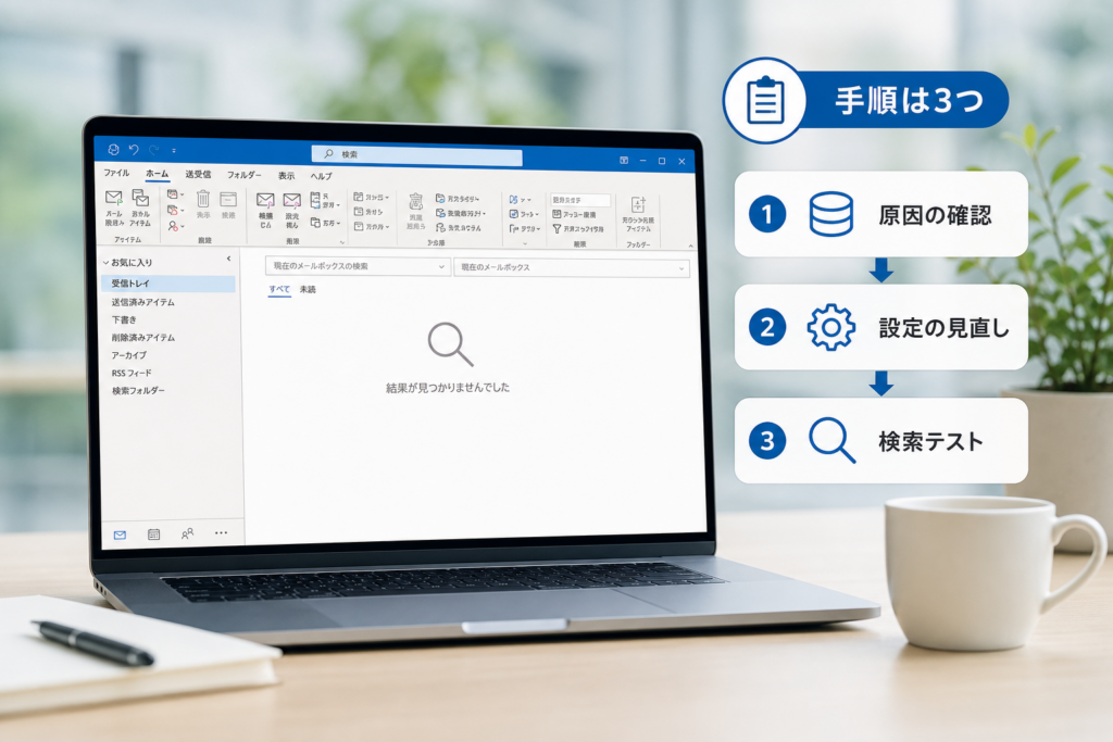 クラシックOutlookで検索できない場合の対処手順