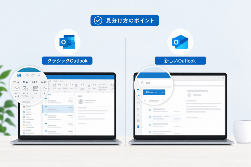 クラシックOutlookと新しいOutlookを見分ける方法