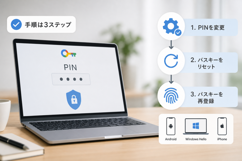 パソコンのChromeでPIN変更を確認する手順