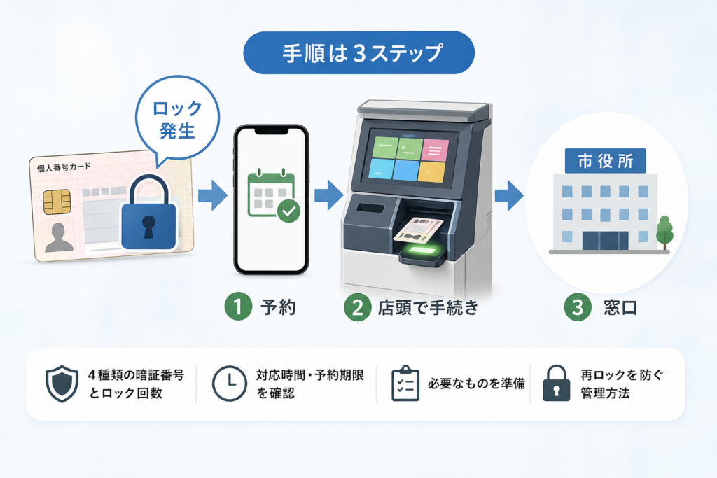 マイナンバーカードの暗証番号4種類とロック回数