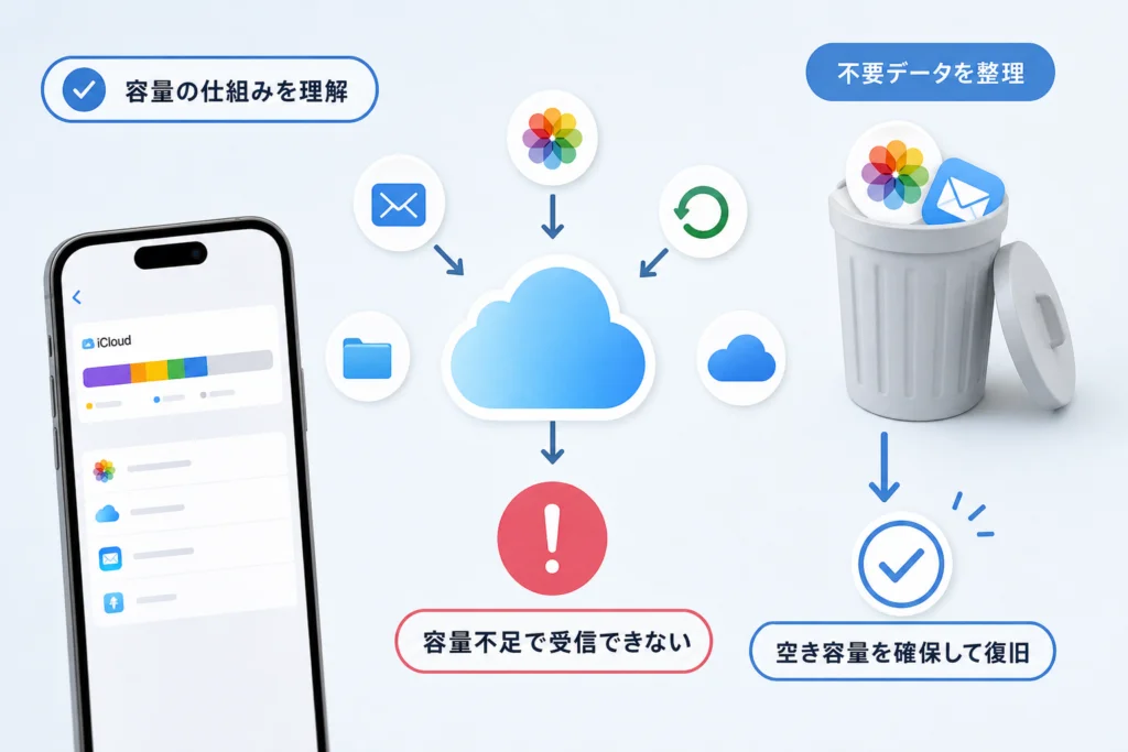 メールをあまり使っていないのに容量不足になるのはなぜ?