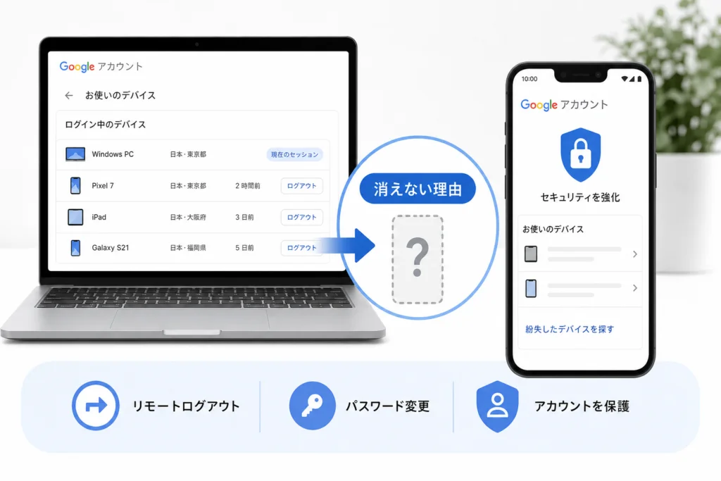 ログアウトした端末が一覧から消えないのはなぜ?