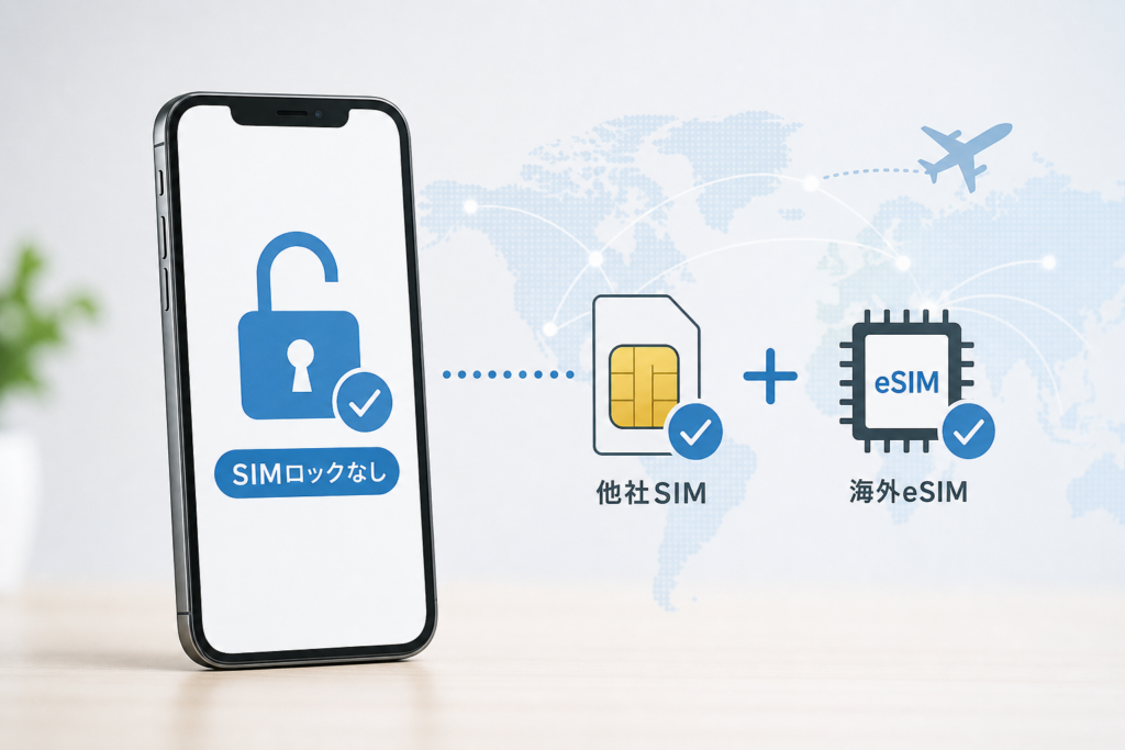 ロックがなければ、他社SIMや海外eSIMを使える?