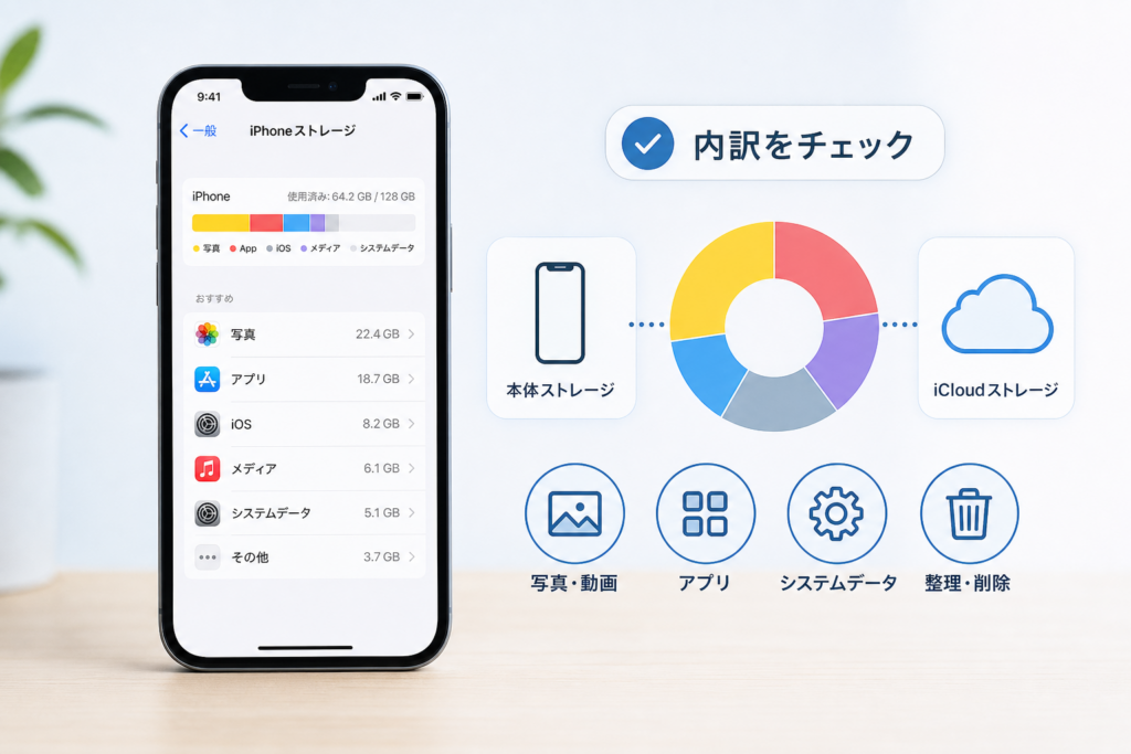 何がiPhoneの容量を使っているか、内訳をどう見る?