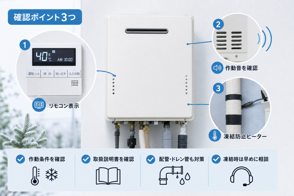 作動音やリモコン表示で凍結予防を判断できる？