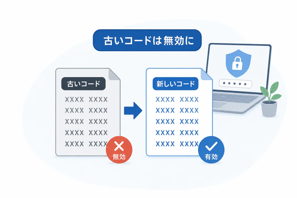 再発行すると古いバックアップコードはどうなる？