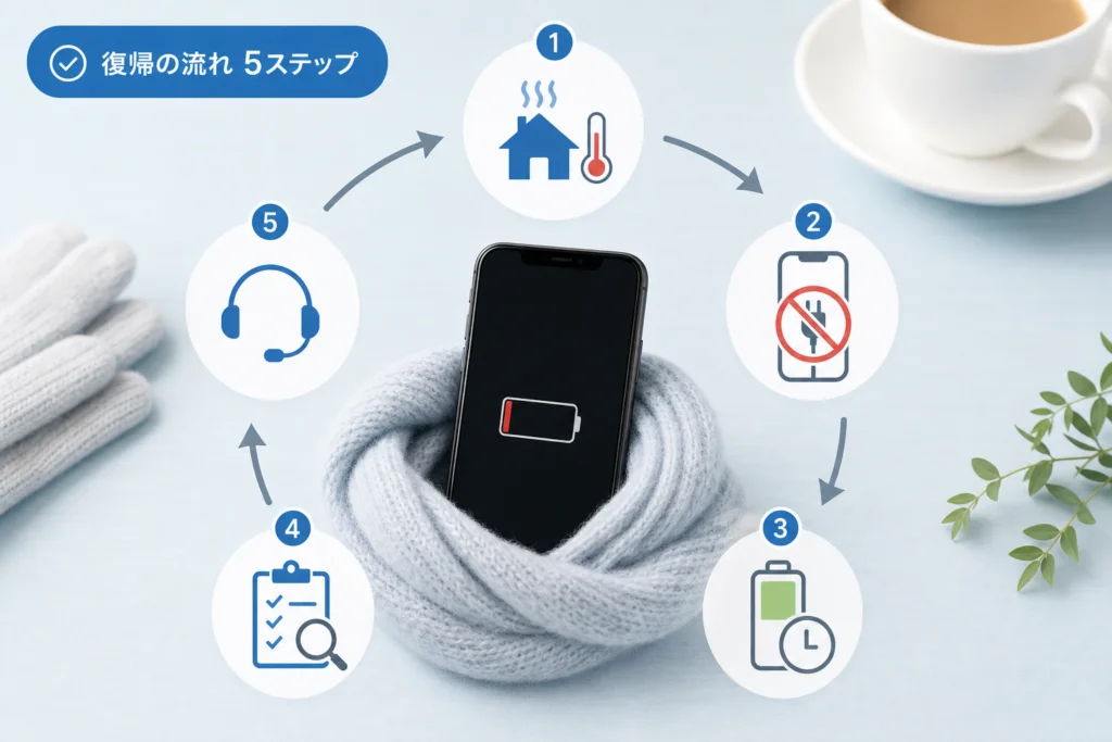 冬の屋外でバッテリーが急減したら、どう復帰させる?