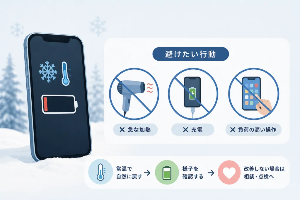 冷えたiPhoneで避けたい行動は?