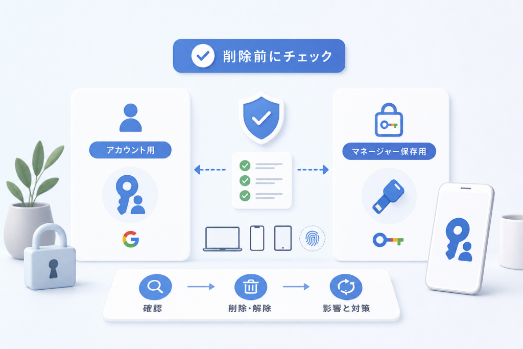 削除前に代替ログイン手段と対象範囲を確認する