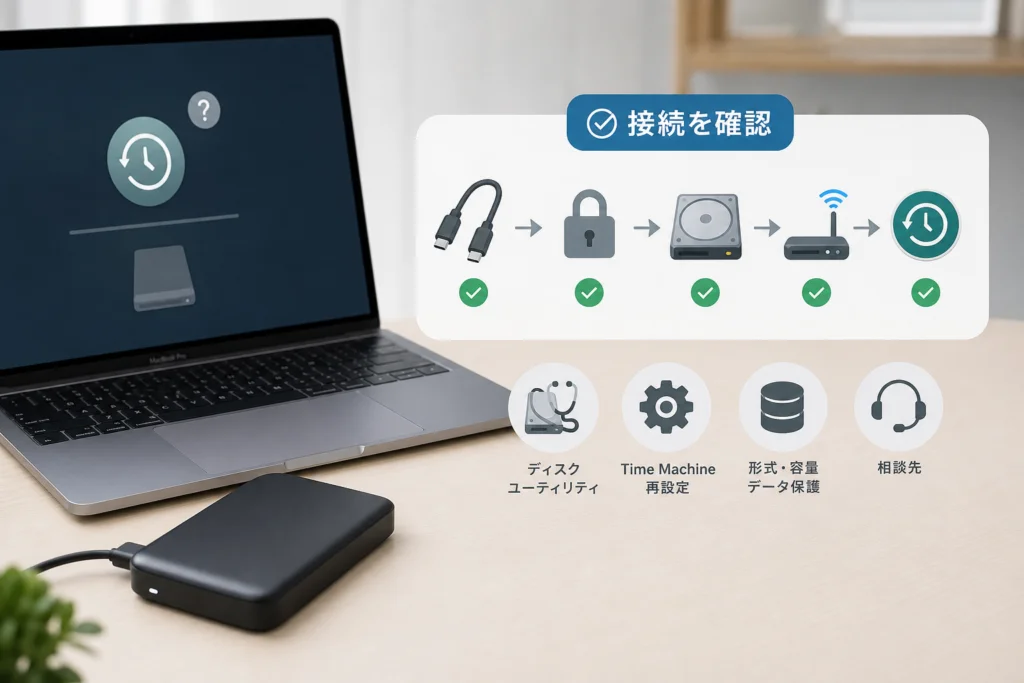 外付けSSD・HDDが見えないとき、接続のどこを確認する？