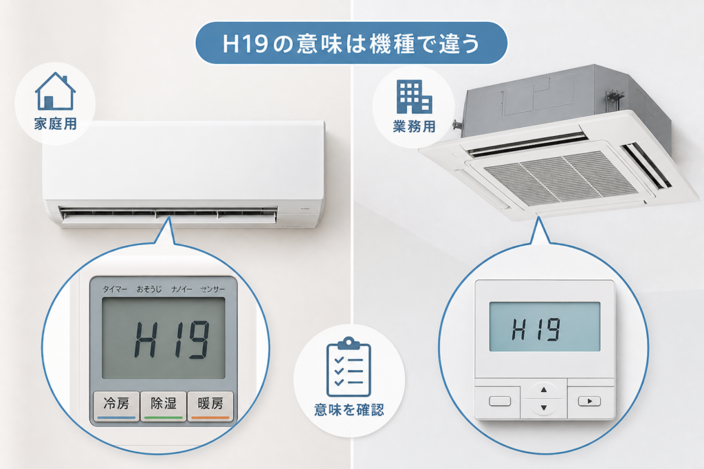 家庭用と業務用で異なるH19エラーの意味
