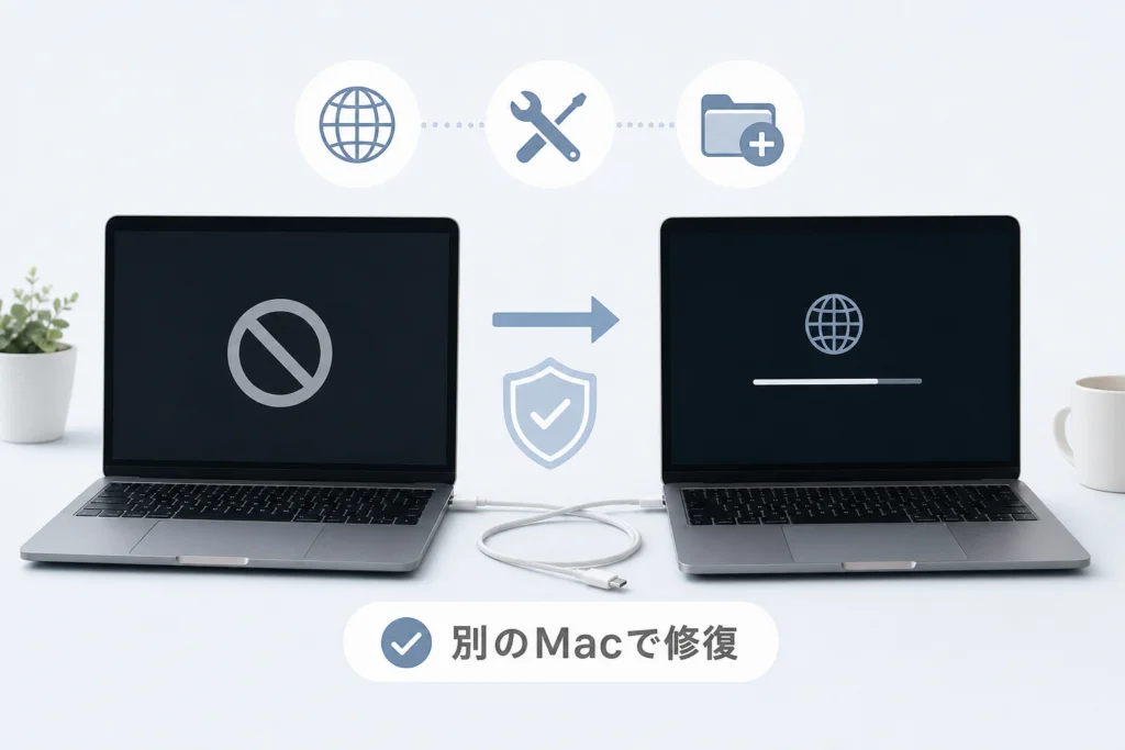 復旧画面にも入れないMacを別のMacで修復できる?