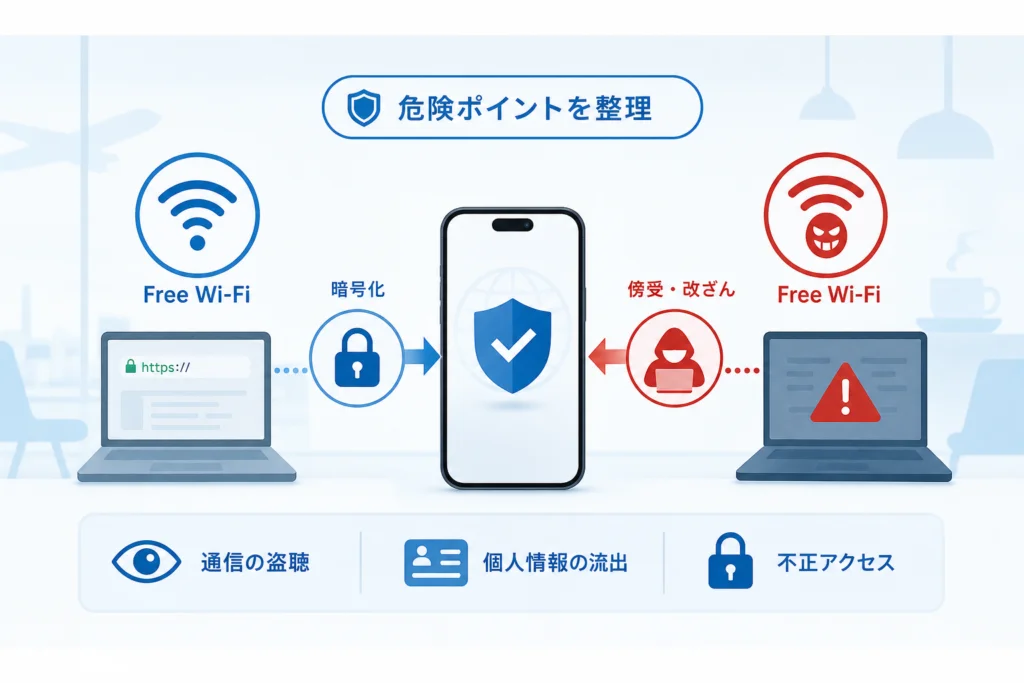 海外のフリーWi-Fiは何が危険？暗号化と偽アクセスポイントを整理