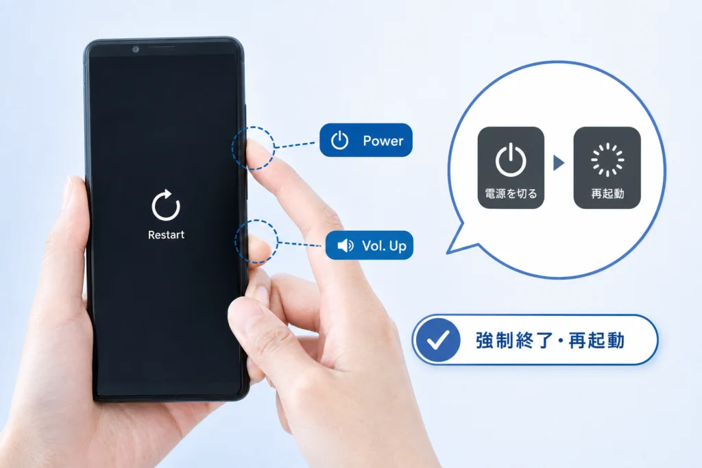 画面が固まったSOG07を強制終了する