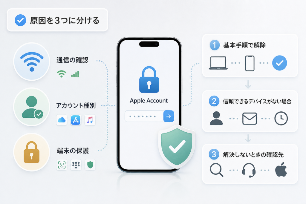 解除できないときは通信・アカウント種別・端末保護を分ける
