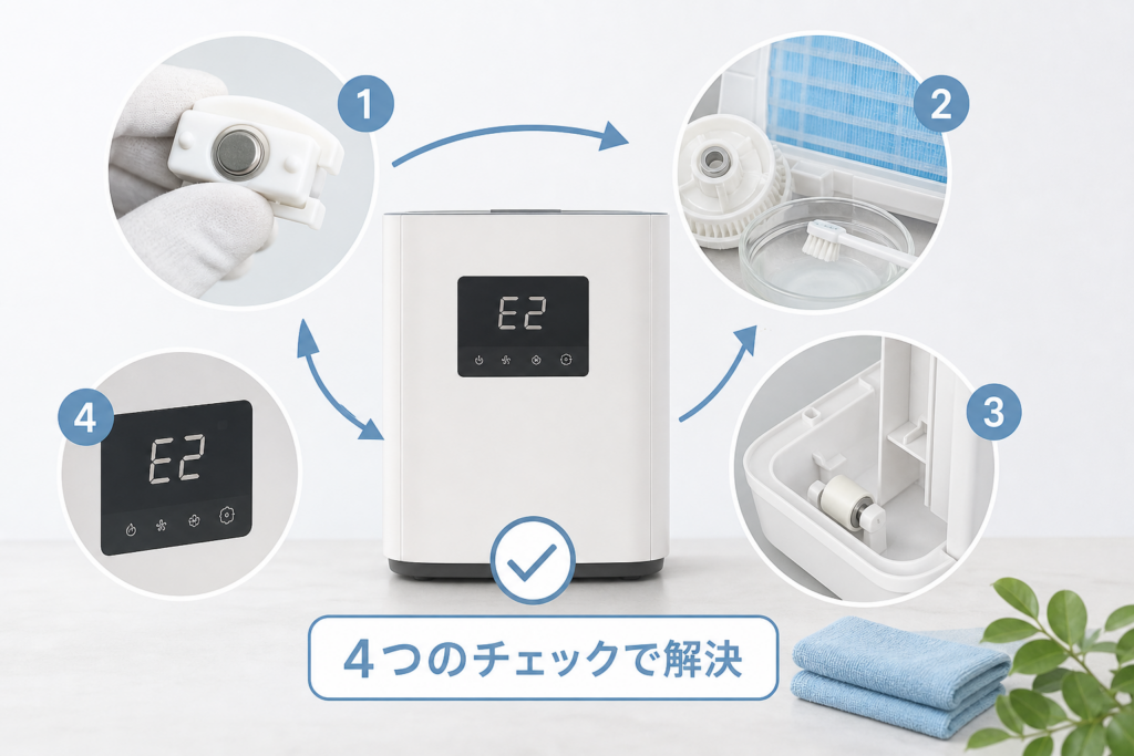 長期使用後のE2は付着物と回転部を確認する