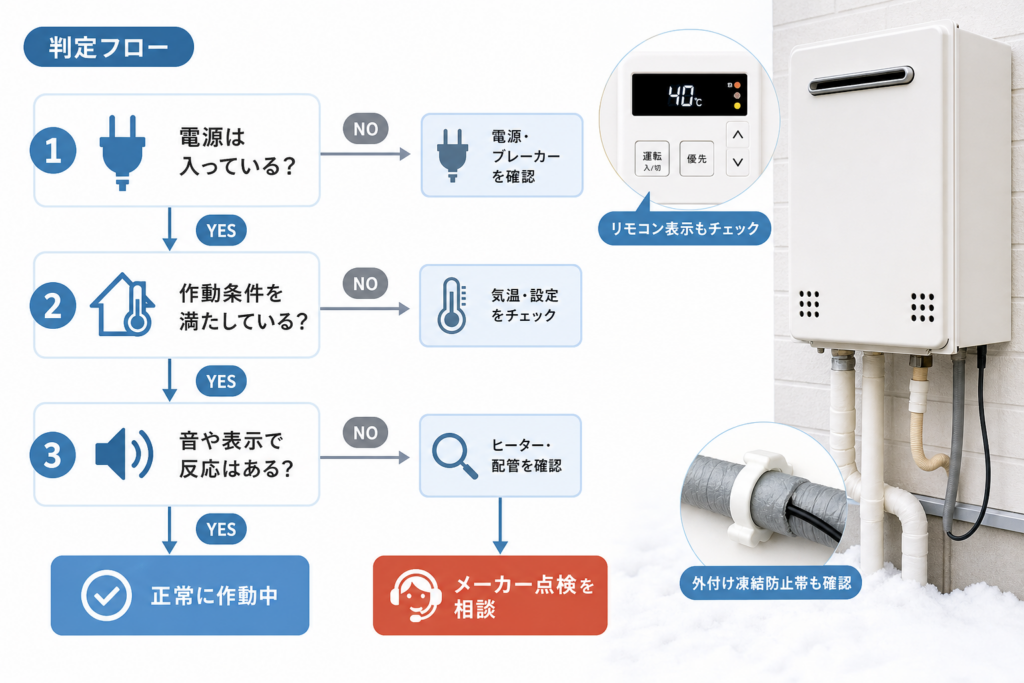 電源からメーカー点検までの判定フロー
