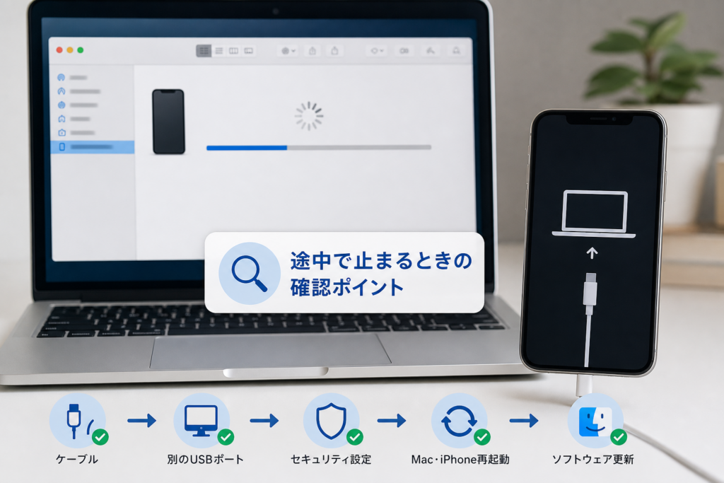 Finderの復元が途中で止まる・終わらない場合の確認事項