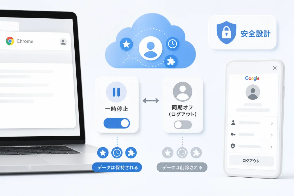 Gmailからログアウトすると、なぜChromeの同期も止まる？