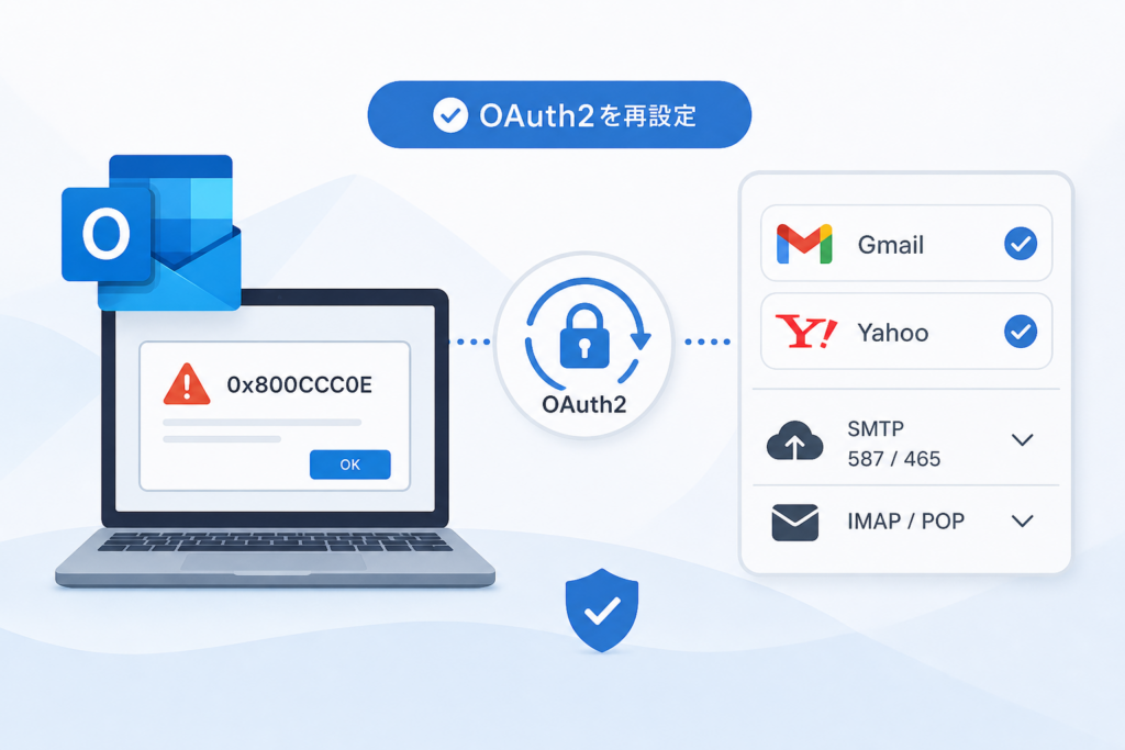 Gmail・Yahooの0x800CCC0EはOAuth2資格情報を確認する