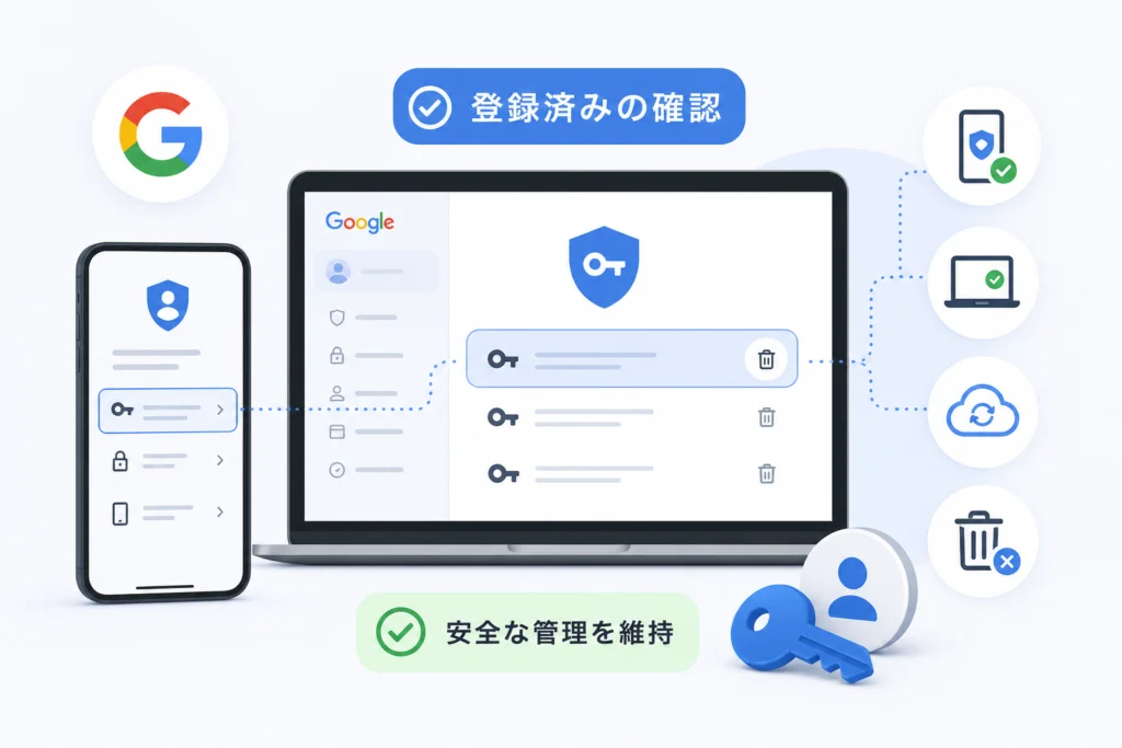 Googleアカウントに登録したパスキーはどう削除する?