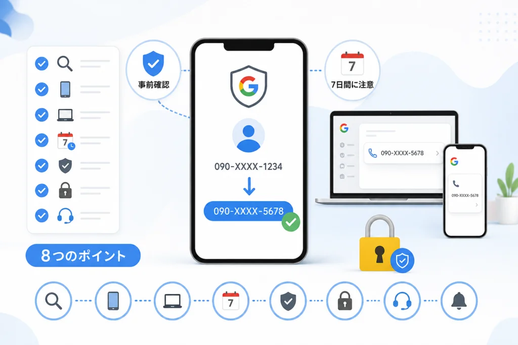 Googleアカウントの再設定用電話番号を変更する基本手順