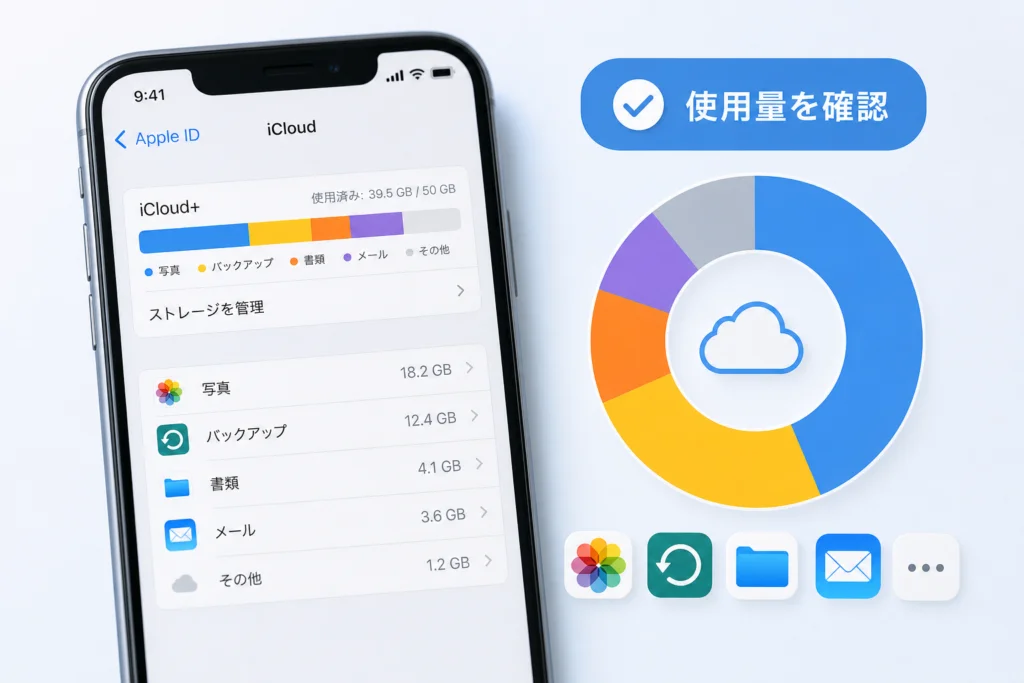 iCloudの使用量と内訳はどこで確認できる?