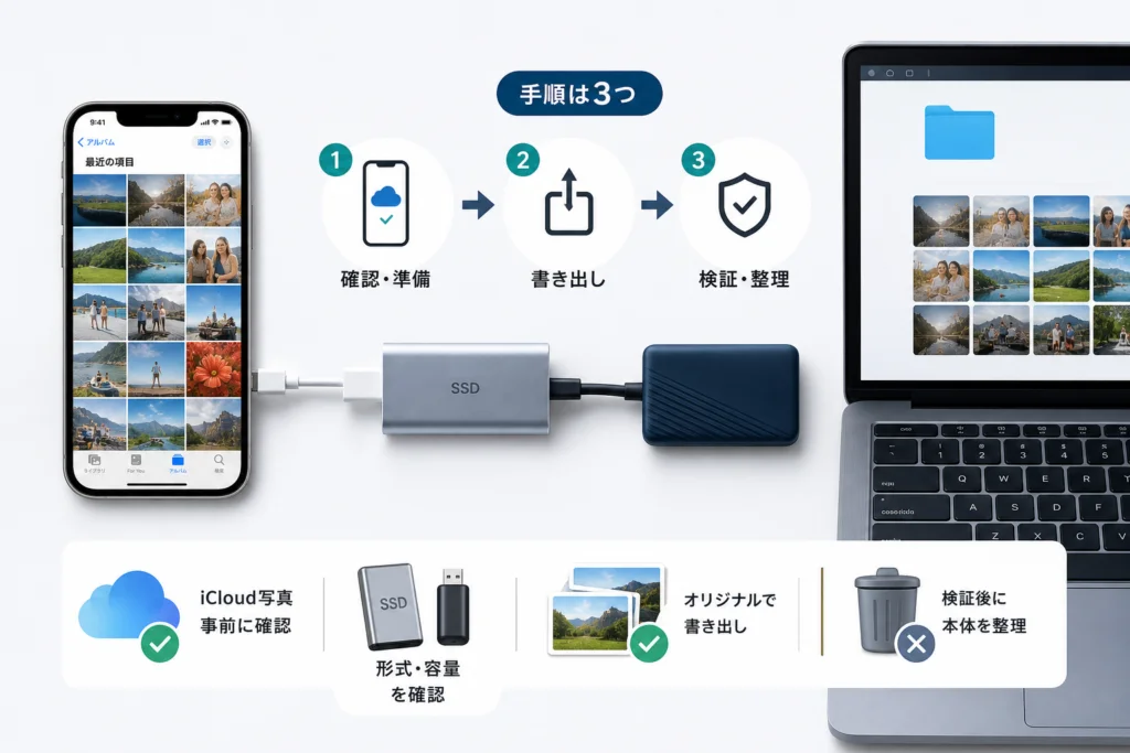 iCloud写真で「iPhoneのストレージを最適化」を使っている場合は?
