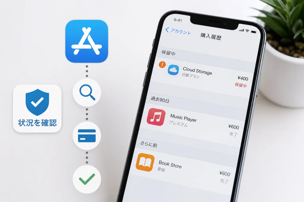 iPhoneで保留中の購入履歴と請求状況を確認するには？