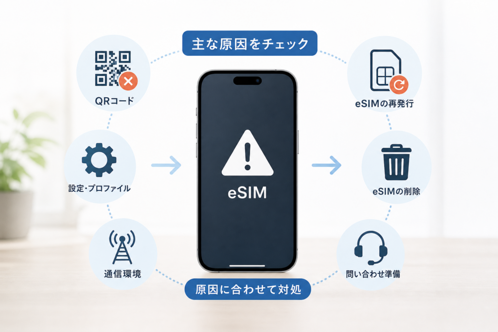 iPhoneでeSIMがアクティベートできない主な原因