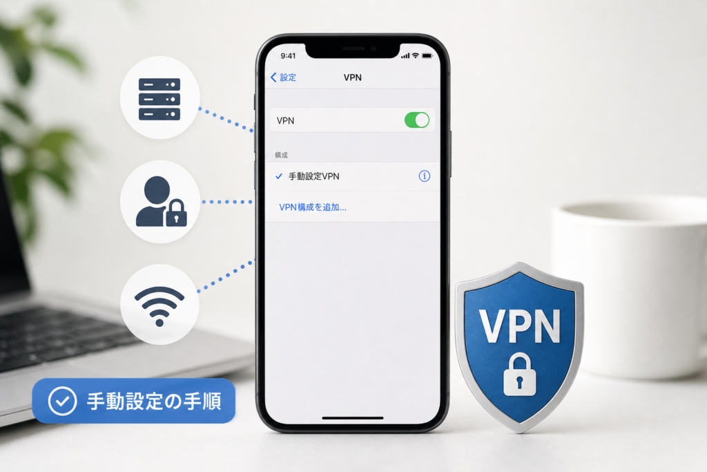 iPhoneでVPNを手動設定する方法