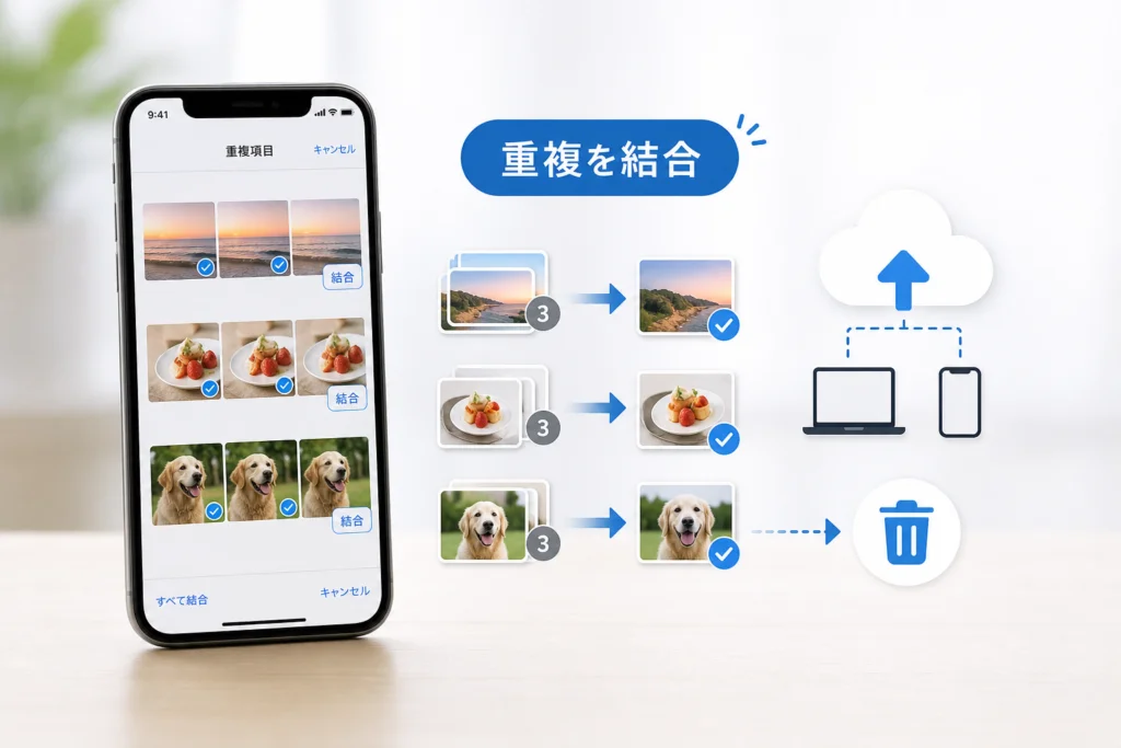 iPhoneの重複写真は「結合」で整理できる？
