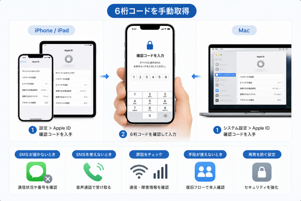 iPhone・iPad・Macで6桁コードを手動取得する手順（比較表）
