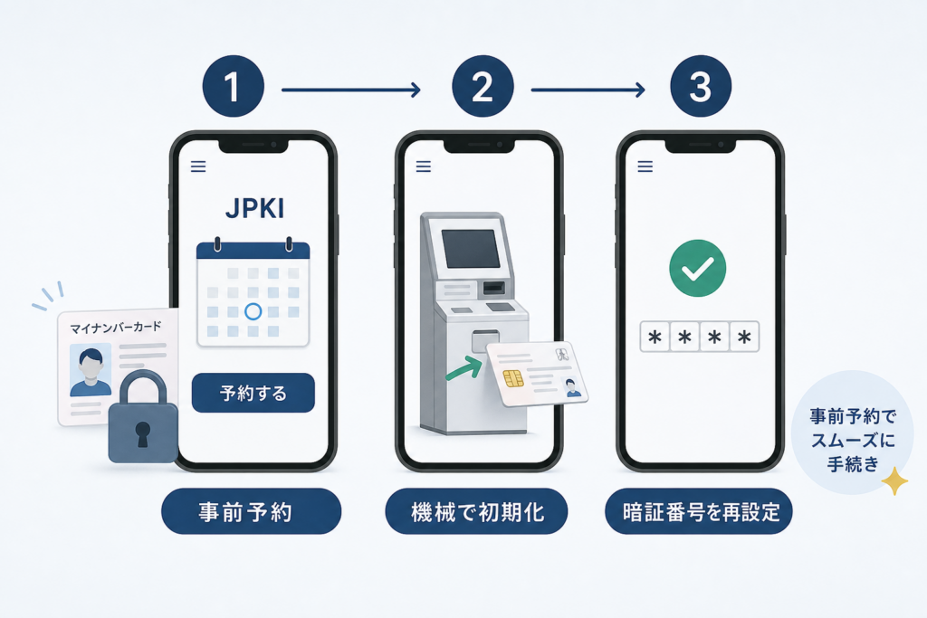JPKI暗証番号リセットアプリで事前予約する手順