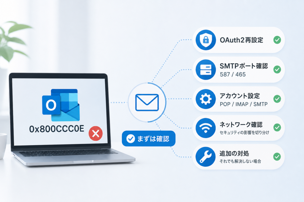 Outlookの0x800CCC0Eエラーとは？原因と最初に試すこと