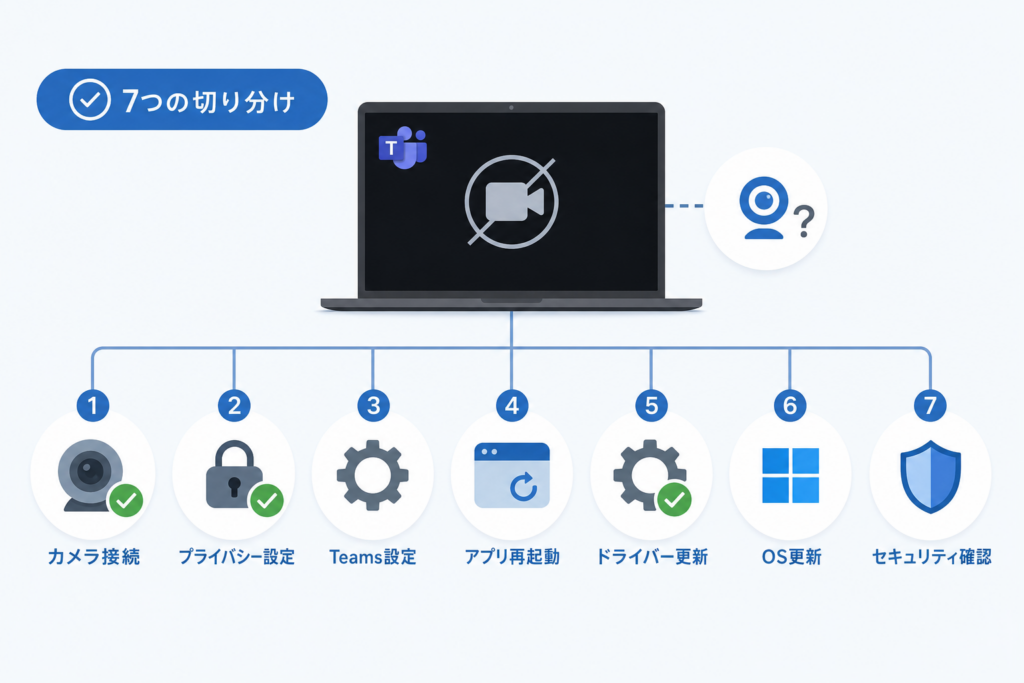 Teamsでカメラが映らない時の緊急切り分け表