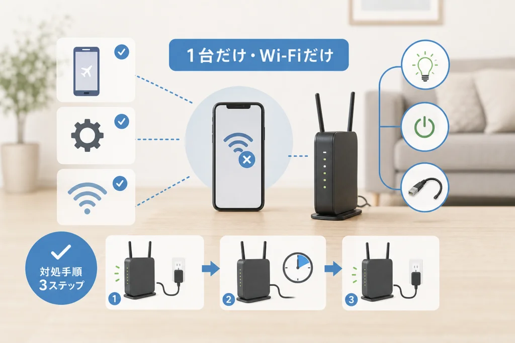 1台だけ・Wi-Fiだけ繋がらない場合の対処法