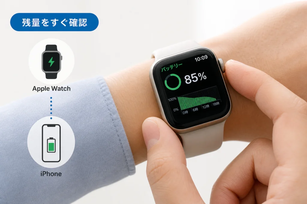 Apple Watch本体でバッテリー残量を確認・表示する方法