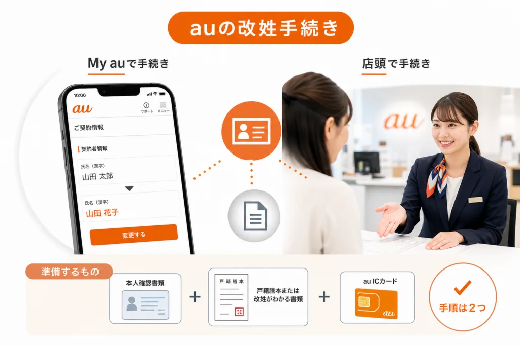 auの改姓手続き｜My auと店頭での進め方