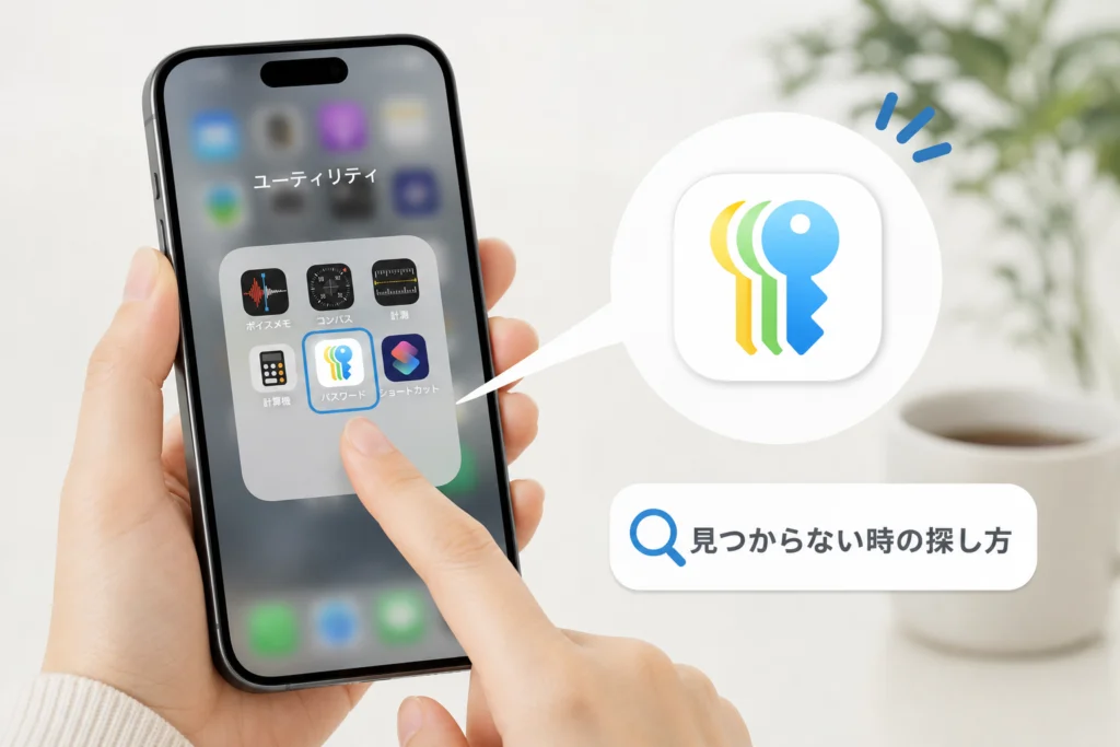 「パスワード」アプリが見つからないときの探し方