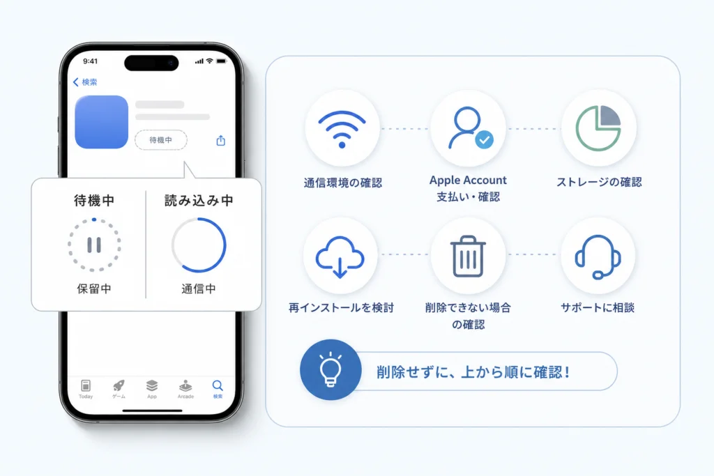 「待機中」「読み込み中」の違いと、原因の見分け方