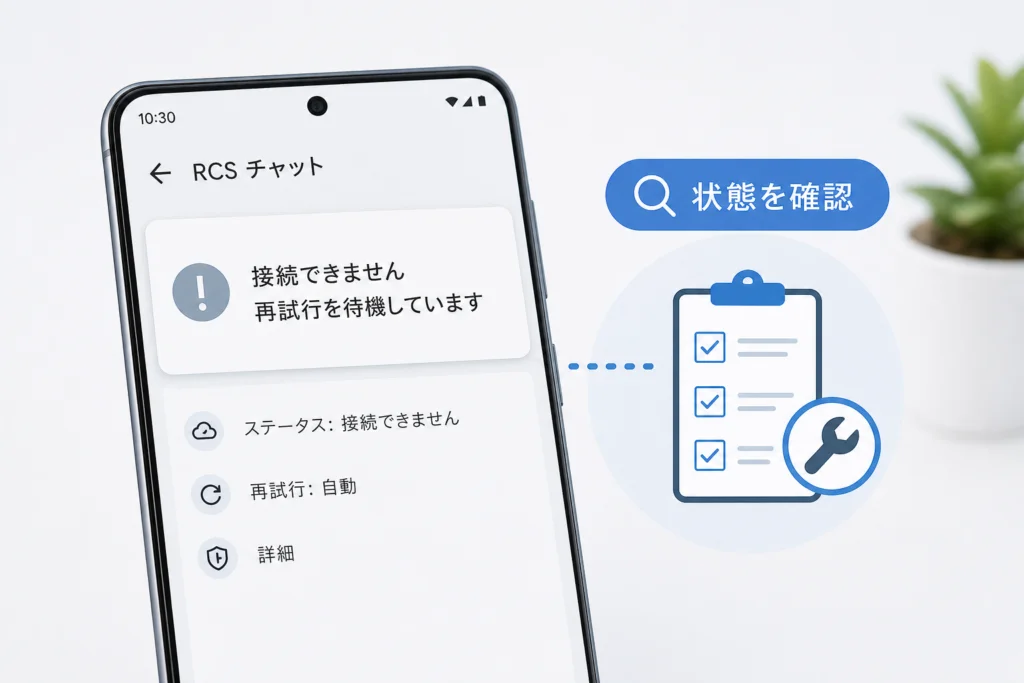 「接続できません・再試行を待機しています」の確認手順