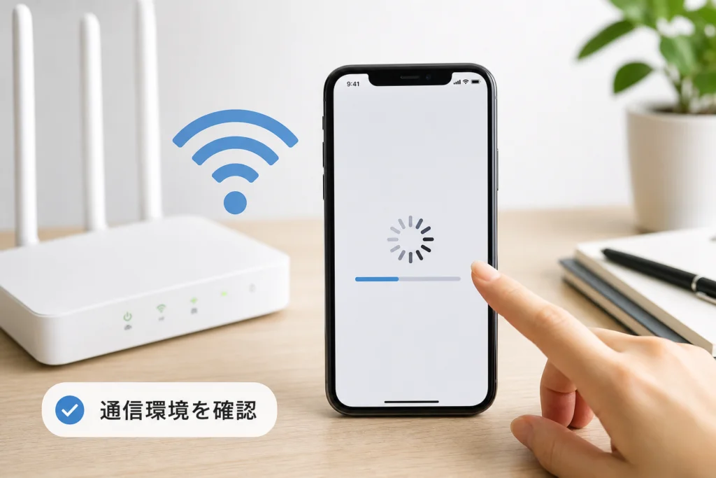 まず通信環境を見直して再試行する