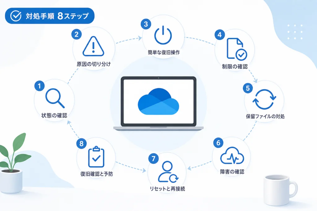 アイコンと症状で分かるOneDrive同期トラブルの対処先