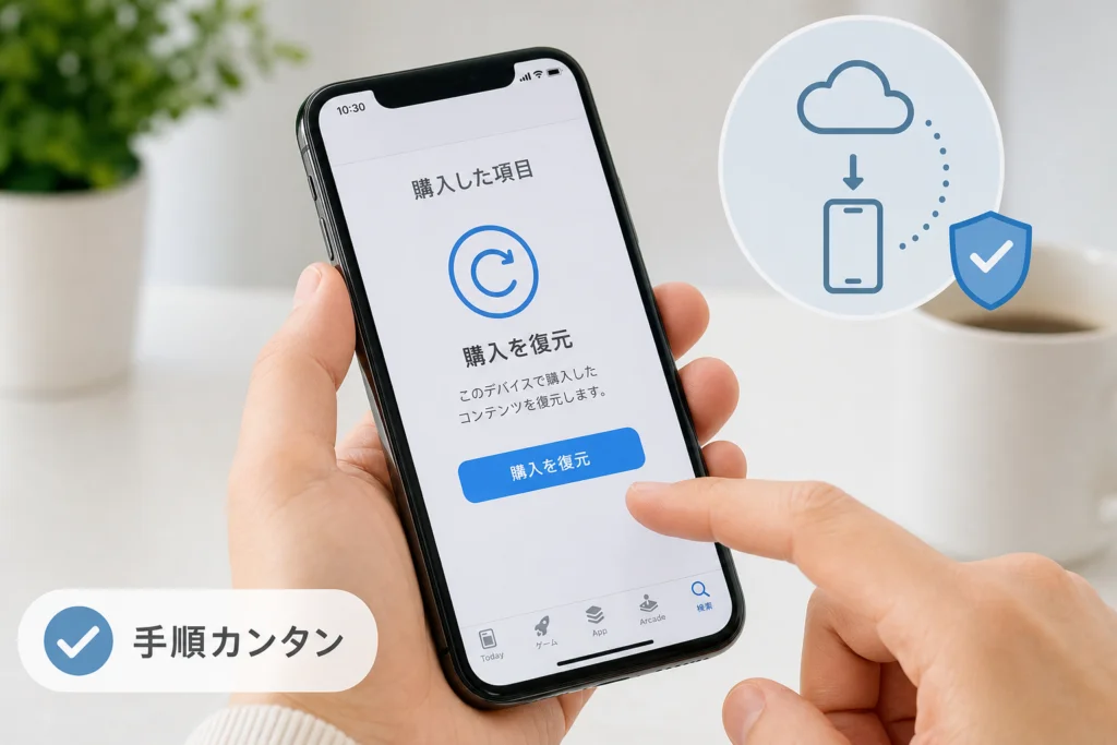 アプリ内課金の「購入を復元」を実行する手順